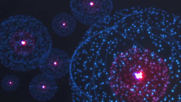 image of an atomic structure consisting of protons - atom electron molecule molecular structure imagens e fotografias de stock