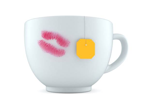 istock Tea cup with lipstick kiss 1337004422