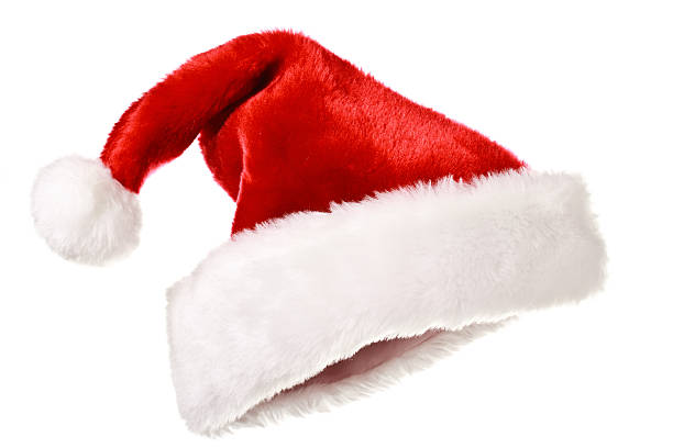 santa hat isolated on white - kerstmuts stockfoto's en -beelden