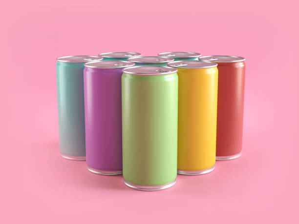 Different colored aluminum cans mockup Soda cans different variations template drink can photos stock pictures, royalty-free photos & images
