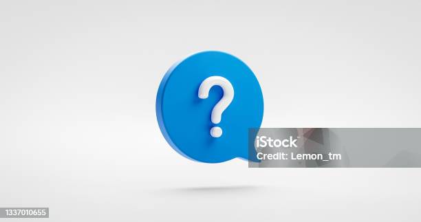 Blue Question Mark Icon Sign Or Ask Faq Answer Solution And Information Support Illustration Business Symbol Isolated On White Background With Problem Graphic Idea Or Help Concept 3d Rendering Stock Photo - Download Image Now