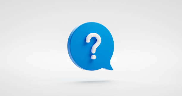 blue question mark icon sign or ask faq answer solution and information support illustration business symbol isolated on white background with problem graphic idea or help concept. 3d rendering. - suspicion imagens e fotografias de stock