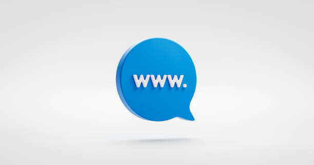 icône bleue de l’adresse du site web ou panneau d’illustration du world wide web (www.) et symbole de communication sociale mondiale sur le fond internet de messagerie numérique avec concept de média technologique en ligne. rendu 3d. - web forum photos et images de collection