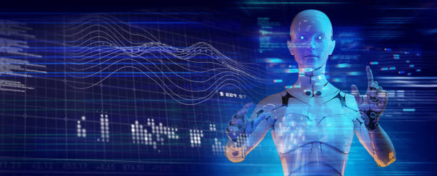 istock Digital smart world digital marketing, 3D humanoid robot future technology revolution innovation, stock exchange, crypto, financial business investment futuristic graph chart analytic background. 1337011010