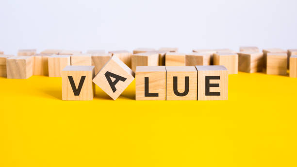 VALUE word made by letter blocks, concept
