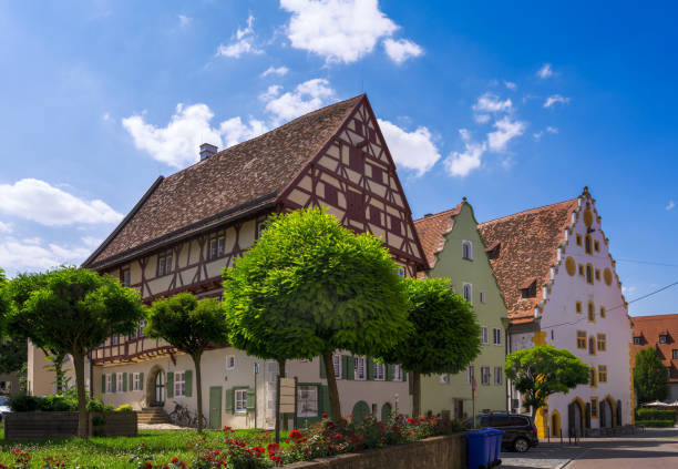 Historic houses in Noerdlingen stock photo