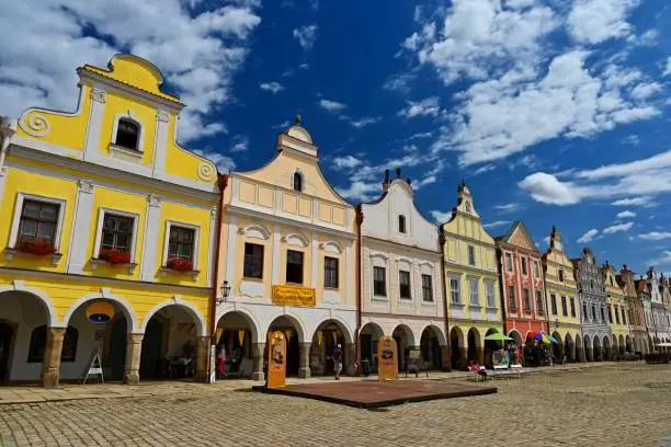 Photo of The beautiful Czech town of Telc in summer. Very popular tourist place with beautiful old architecture protected by UNESCO.