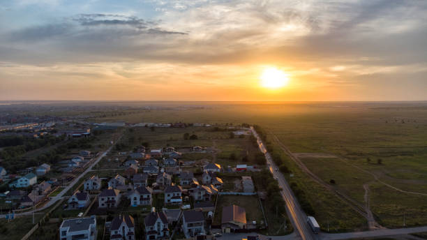 istock Sunset over the city View from above 1337022426