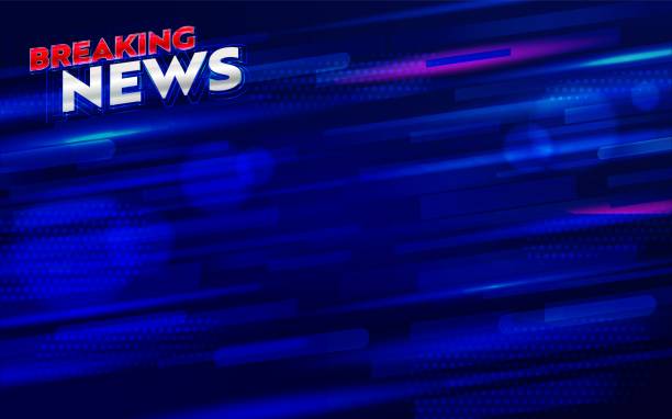 Breaking news banner for broadcast channel or internet tv Breaking news banner for broadcast channel or internet tv. Live video stream, online newsletter, web reportage announcement. Motion dynamic background with headline in corner. Vector illustration breaking news stock illustrations
