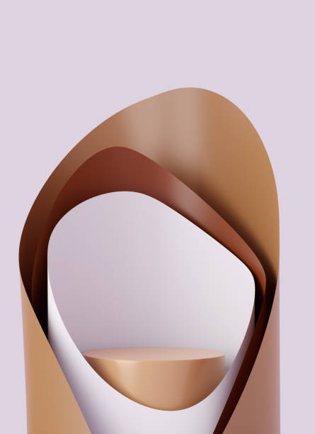 istock Beautiful, elegant showcase pedestal. Brown abstract 3D render podium background 1337027154