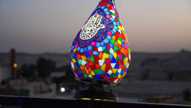 Mosaic lamp stock photo