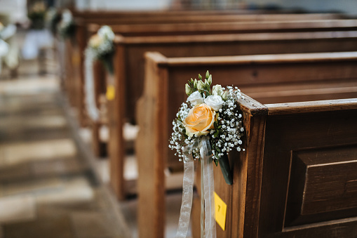 Flower decoration for a church wedding