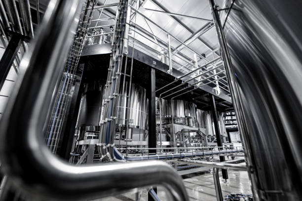 istock Craft beer brewing equipment in privat brewery 1337027304