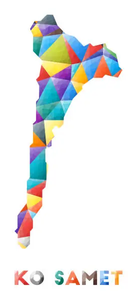 Vector illustration of Ko Samet - colorful low poly island shape.