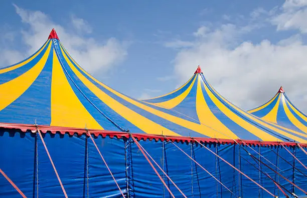Detail of a large colorful circustent
