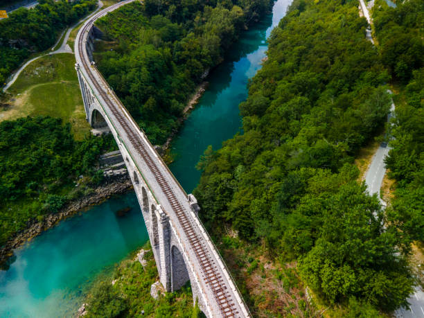 istock Solkan Bridge in Slovenia over River Soca. World Largest Stone Rail Bridge 1337043106
