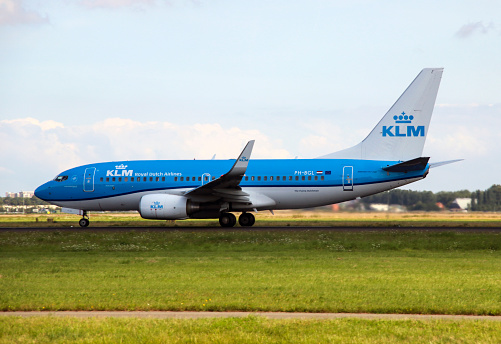 PH-NXD KLM Cityhopper Embraer E195 Airplane is departing from Polderbaan 18R-36L of Schiphol Amsterdam Airport the Netherlands