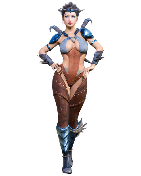 istock Warrior amazon woman with daggers. 1337047179