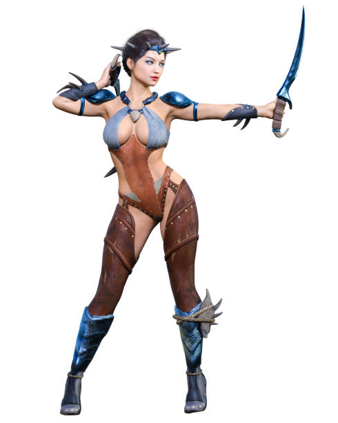 istock Warrior amazon woman with daggers. 1337047255