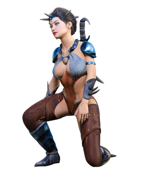 istock Warrior amazon woman with daggers. 1337047454
