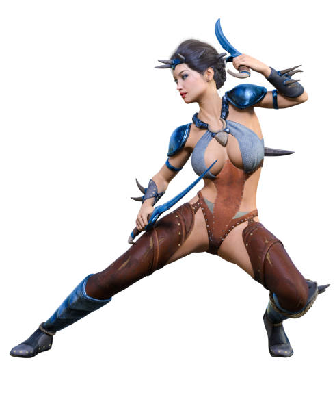 istock Warrior amazon woman with daggers. 1337047630