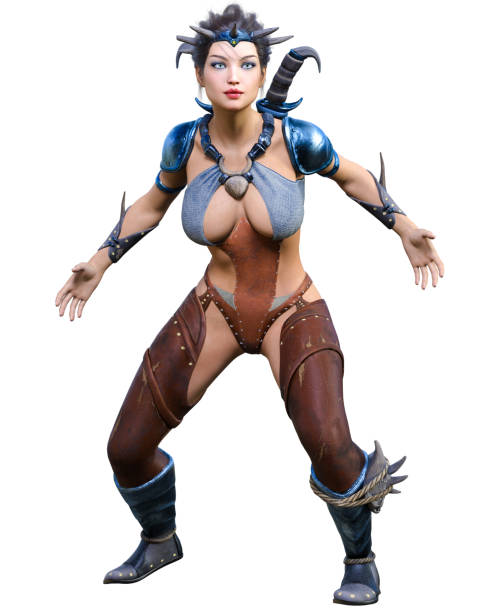 istock Warrior amazon woman with daggers. 1337047655
