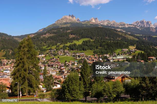 View Of The City Of Moena Stock Photo - Download Image Now - Val di Fiemme, Italy, Dolomites