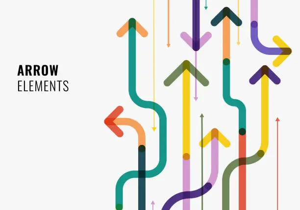 Freccia via diagonale direzione colorata sovrapposizione su sfondo bianco Freccia via diagonale direzione colorata sovrapposizione su sfondo bianco