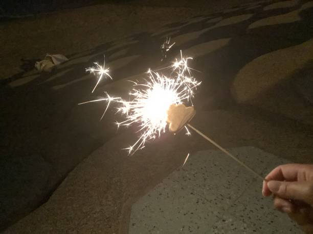 istock Handheld fireworks on the beach in the summer 1337049338