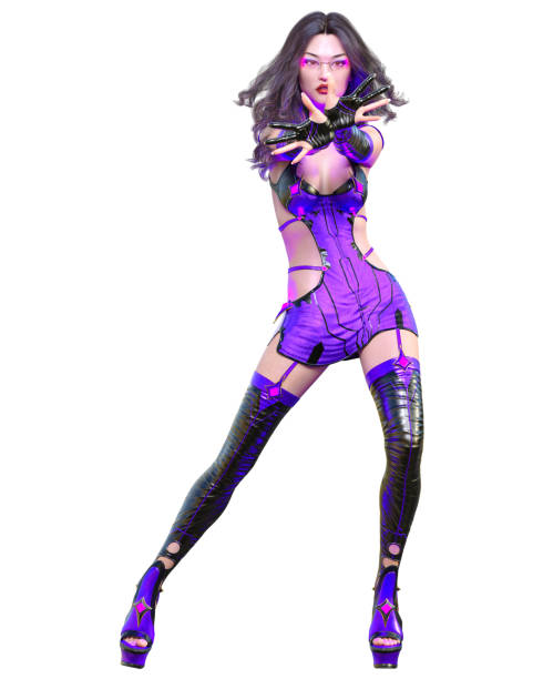 istock 3D japanese assassin warrior amazon woman render. 1337049342