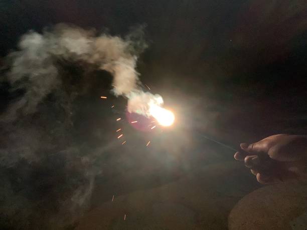 istock Handheld fireworks on the beach in the summer 1337049370
