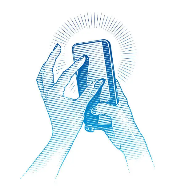 Vector illustration of Woman's hands using smart phone