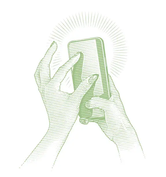 Vector illustration of Woman's hands using smart phone