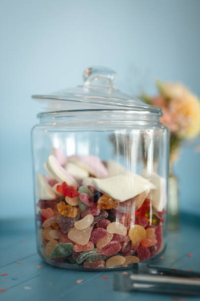 istock Delicious candy in a glass jar close-up 1337052018