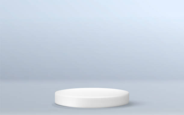 illustrazioni stock, clip art, cartoni animati e icone di tendenza di illustrazione vettoriale del podio rotondo bianco 3d. mockup scala bianca vuota per il premio. piedistallo rotondo e podio del vincitore. - podio