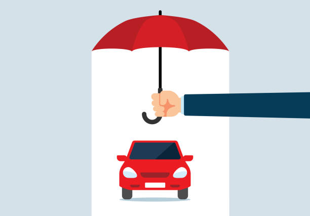 illustrazioni stock, clip art, cartoni animati e icone di tendenza di assicurazione auto - insurance rain insurance agent umbrella