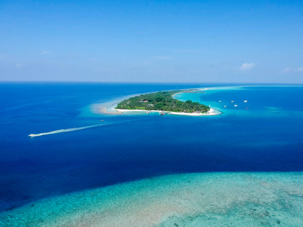 istock Sea view from tropical beach with blue sky. 1337063261