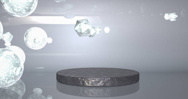 istock 3D image, silver podium background for product demonstration. 1337066972