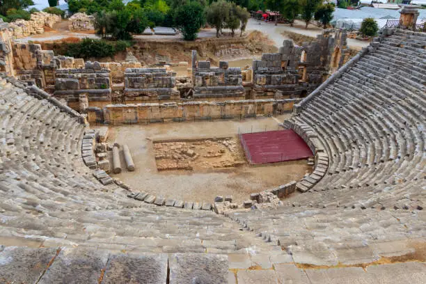 Photo of Ruins of ancient Greek-Roman theatre of Myra in Demre, Antalya province in Turkey