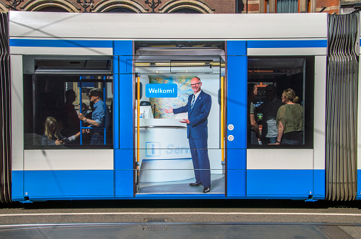 Advertisement On A Tram In Amsterdam The Netherlands 6-5-2018
