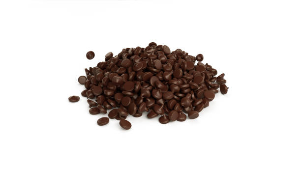 istock Dark Chocolate chips morsels or drops pile or heap isolated on white background 1337078202