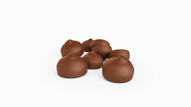 istock Milk chocolate drops or chips isolated on white background. 1337078235