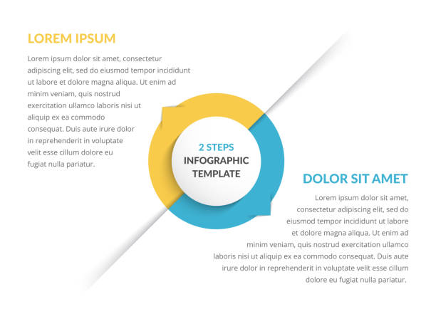 Circle Diagram - Two Elements Circle diagram template with two steps or options, process chart, vector eps10 illustration two objects stock illustrations