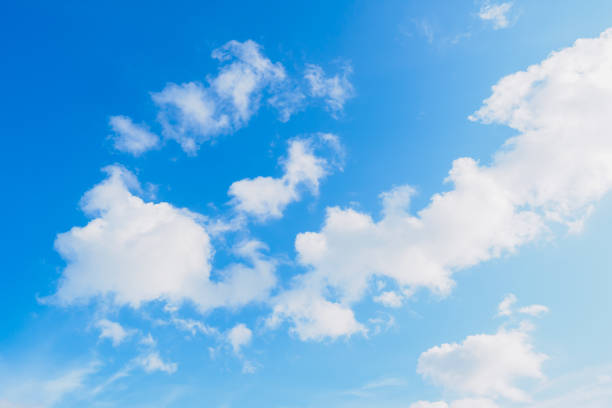istock Fluffy clouds and clear blue sky background in summer 1337080847