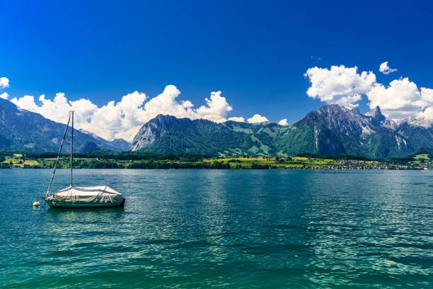 istock Sailboats in Lake Thun, Thunersee, Bern, Switzerland 1337081621