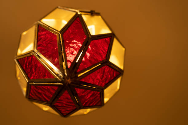 istock ceiling lamp with red and transparent glass 1337081925