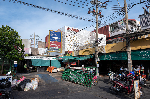 Bangkok, Thailand - May 15 2021: Wang Lang Market , A famous market located near Siriraj Hospital at Bangkok Thailand.