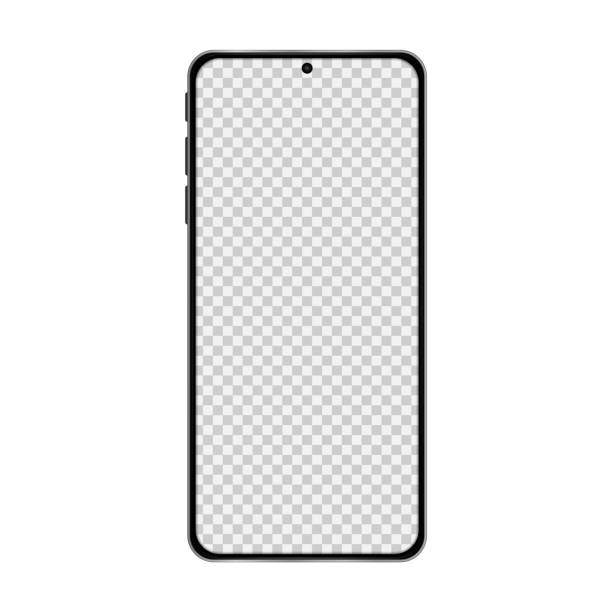 ilustrações de stock, clip art, desenhos animados e ícones de realistic model smartphone with transparent screen. smartphone mockup. device front view. vector illustration. - artificial model