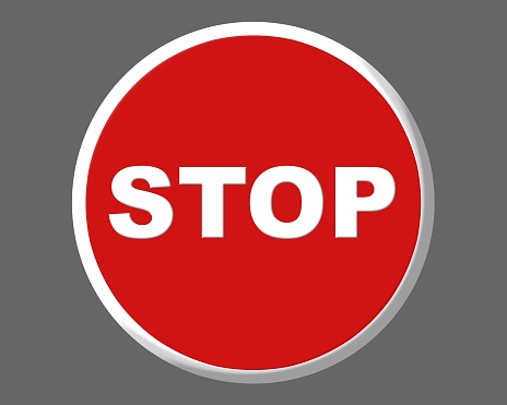 Stop traffic red european round signal illustration over gray background