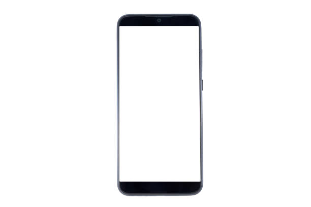istock Smartphone isolated on white background, clipping path. Blank screen mobile phone close up, flat lay 1337084970